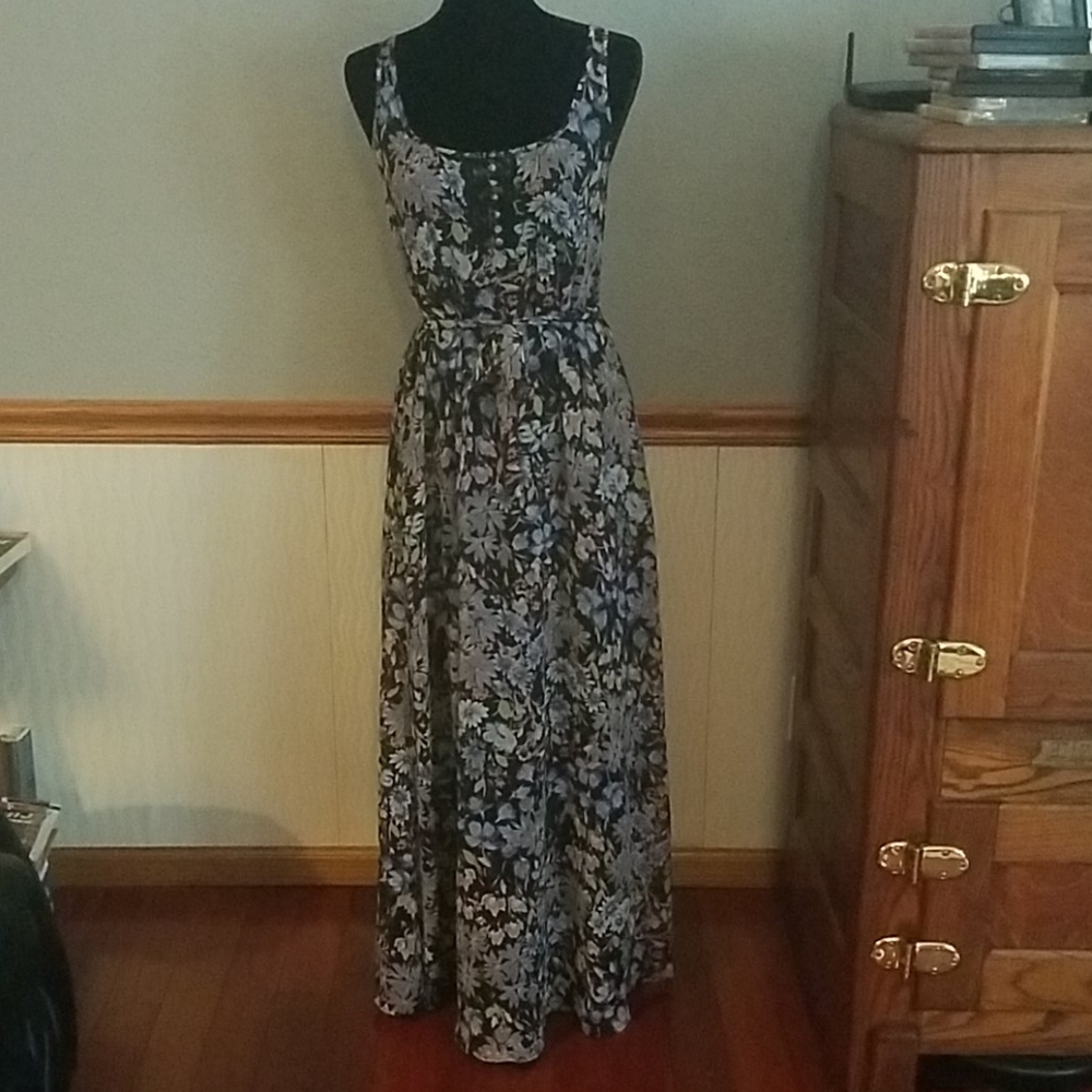 Lauren Conrad navy floral maxi dress